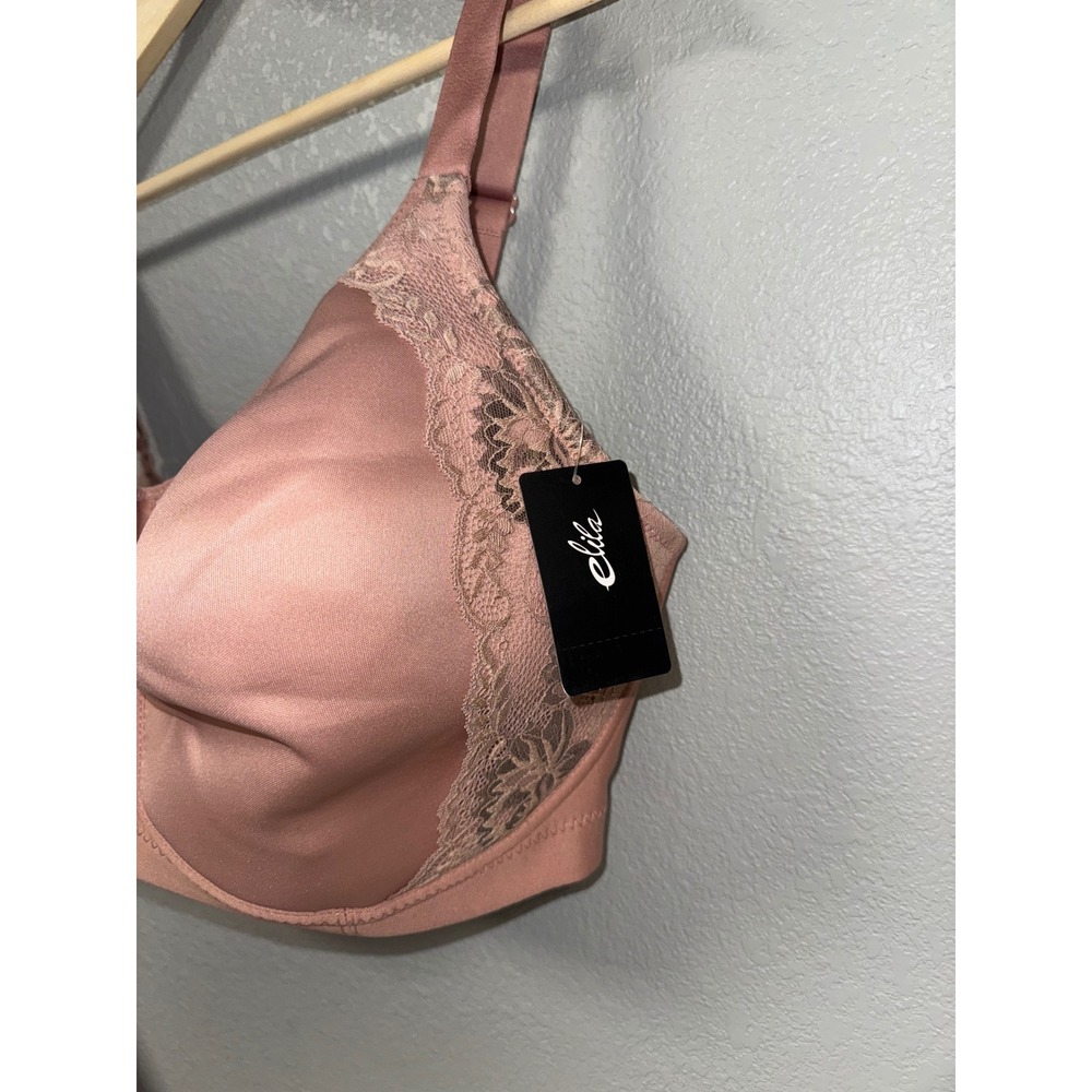 Elila 1903 Dusty Rose Jacquard Soft Cup Wireless Bra Floral Lace Trim 36I NWT - Picture 3 of 5